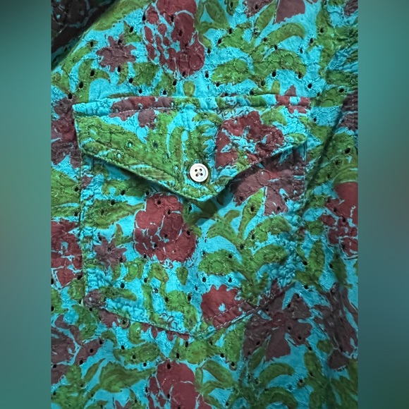 Sundance Rhea Eyelet Floral Button Down Shirt Boho Western Top Medium - Picture 4 of 10